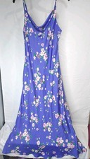 Altar'd State Women L Satin Midi Blue Floral Romantic 90s Slip Dress