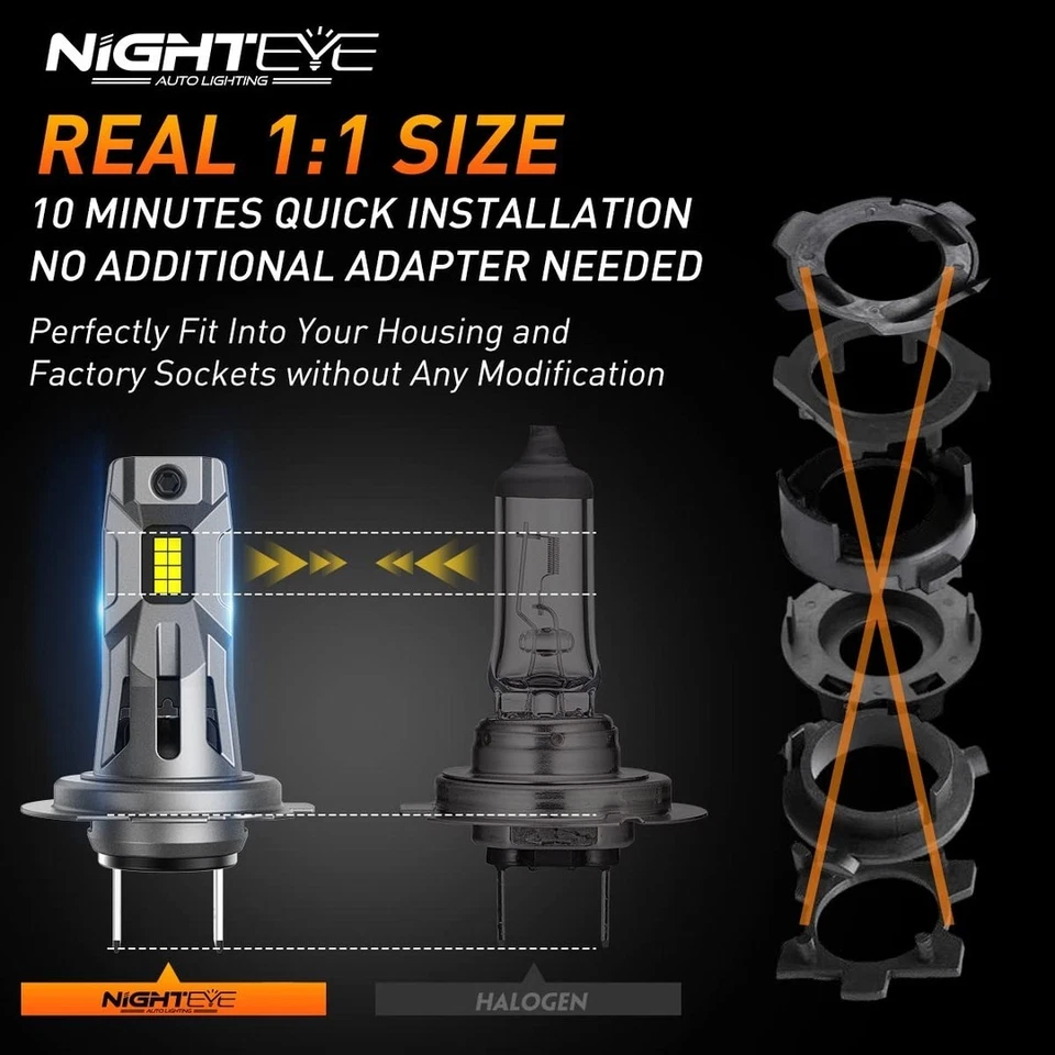 NIGHTEYE H7 LED Headlight Bulb, 60W 12000LM H7 LED Headlights Conversion Kit... - Image 3 of 3