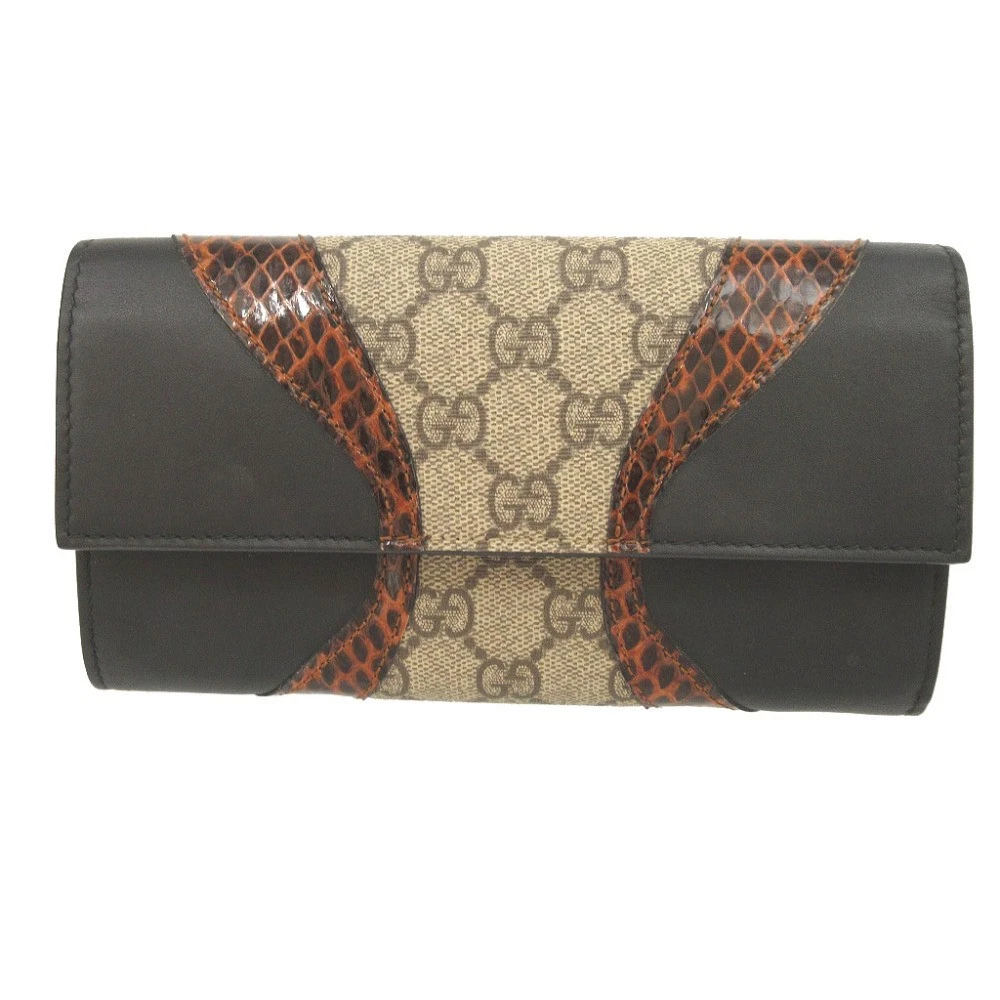 Gucci Continental Portefeuille 410100 Gg Supreme Cuir Python Noir Bifold 1411