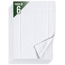 Value Set of 6 Super Absorbent 20" x 30" Cotton Bath Mats - Machine Washable