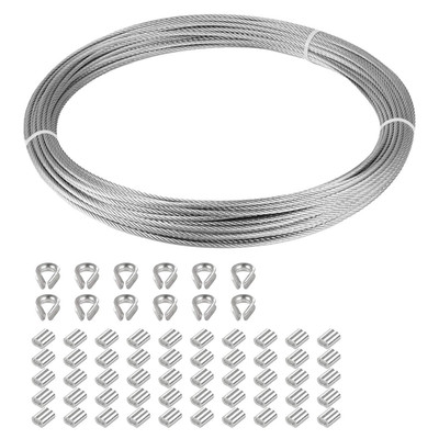 1/16 inch Stainless Steel 304 Aircraft Cable Wire Rope Marine Grade, 33 FT Lengt