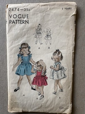 Vogue 2474 Sewing Pattern Girl's Pinafores Dresses Size 1-6 UNCUT