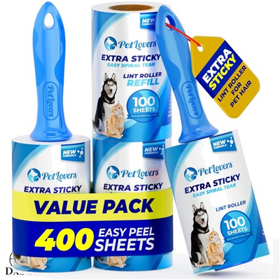 #ad Effortless Pet Hair Removal: Extra Sticky Lint Rollers 4 Pack 400 Sheets $24.99