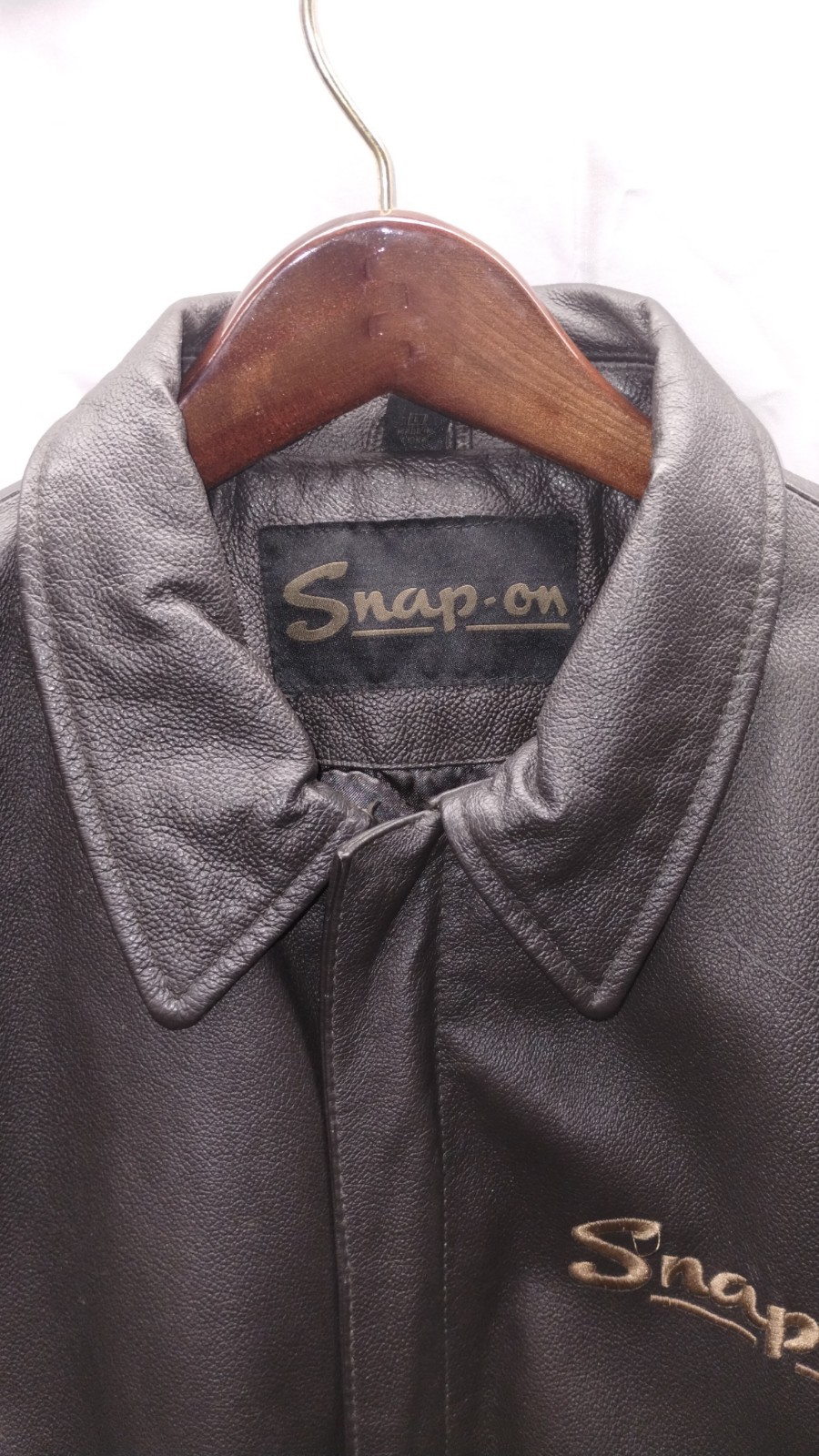 Leather Coat Snap On Tools Authentic Large Dark B… - image 4