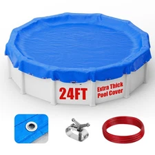 24FT Round Swinter Pool Cover Winter Protection Cover for Above Ground Pool Blue