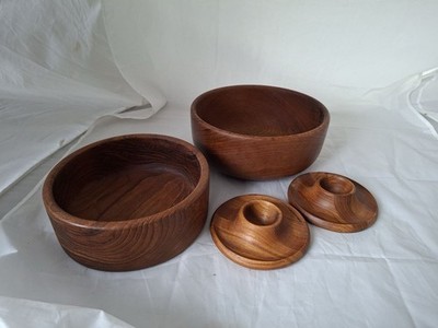 Original Mid Century Teakholz Schalen Set Danish Design 2 Schalen 2 Eierbecher