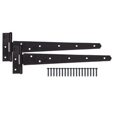 Tee Hinges Gate Shed PAIR +SCREWS Galvanised Zinc Black Door Heavy Duty  4"-24"