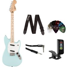 Fender Squier Sonic Mustang Electric Guitar W Fender Picksstraptuner Cable
