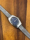 Vintage Seiko Watch Women Winding 11-7039 Silver Tone Blue Dial 16mm For Repair