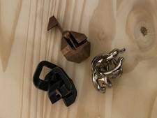 3 Hanayama Cast Puzzles: Vortex, Chain And Flag In Cast Iron