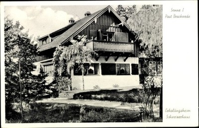 Postcard Brackwede Bielefeld in Westphalia, house with balcony, trees, with text - 4930091