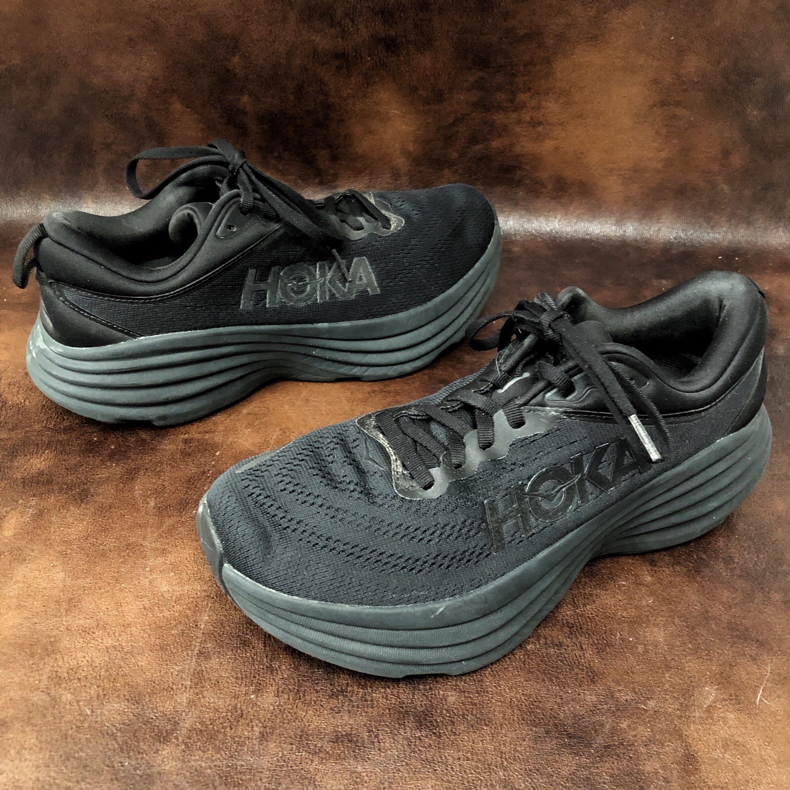 Hoka Bondi 8 Women's Running Shoes Black Mesh Size 8.5B US UK 6 EU 39.5 Athletic