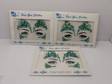 3 Pkg Emerald Green Face Gems Self-Adhesive Rhinestones Halloween/festivals/play