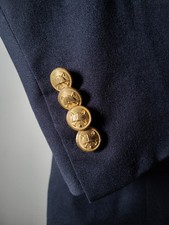 Vtg 42L Polo Ralph Lauren Full Canvas Navy Gold Buttons Blazer Sport Jacket Coat