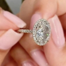 3CT Round Cut Lab-Created Diamond Wedding Engagement Ring 14K White Gold Plated