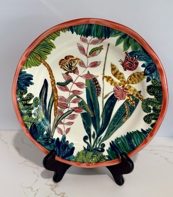 Anthropologie Nathalie Lete Dinner Plate 10  Butterfly Botanical Floral Retired