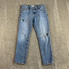 Current/Elliott The Fling Boyfriend Jeans Women 26 Mid Rise Distressed Slouchy