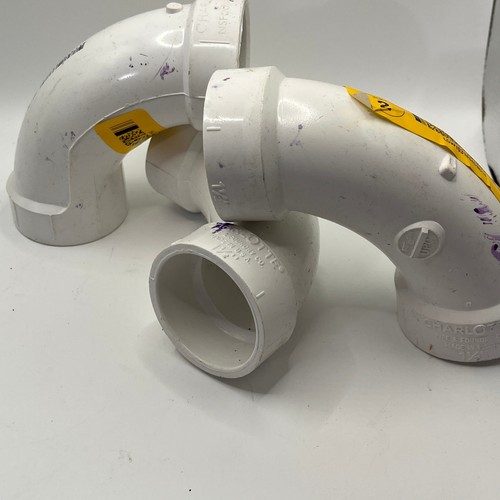 Charlotte Pipe 1 1/2 Inch PVC Elbow 90 Degree Fitting Lot of 3 - NEW