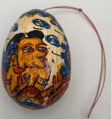VTG Bali Mystical Maya Hindu Hand Painted Goose Egg Art Decoration Ornament
