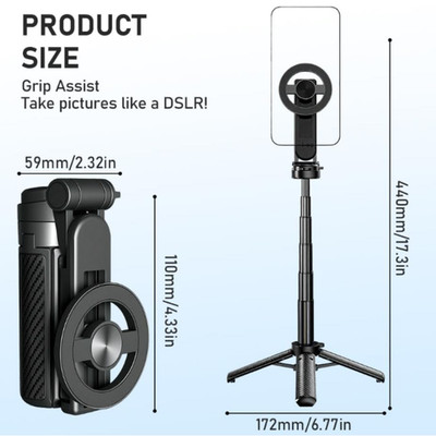 2026 Saker Magnetic Pocket Selfie Stick 4-in-1 with Tripod Stand Wireless Remote