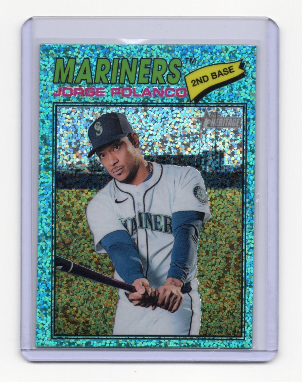 2026 Topps Heritage Jorge Polanco Card Chrome Light Blue Sparkle  Seattle