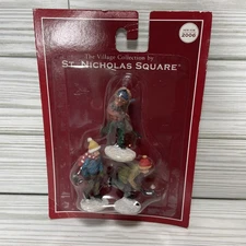 St. Nicholas Square Christmas Village Accessories 3 Boys Playing Ice Hockey