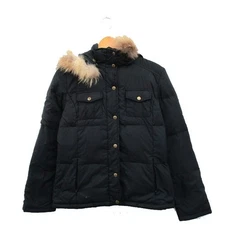 MK Michelle Clan MICHEL KLEIN Down Jacket Hood Raccoon Fur 38 Black KT12 Used 72