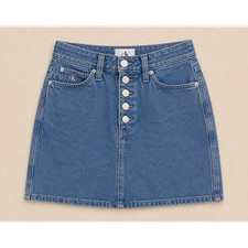 Calvin Klein CK1 High Rise Denim Mini Skirt Women W25 Light Wash Button Fly Y2K