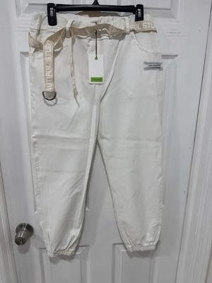 For Her Paris White Jogger Pants One Size Made in Italy New with Tags 