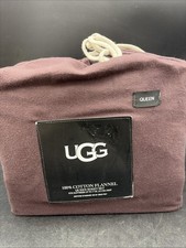 UGG 100 COTTON FLANNEL QUEEN SHEET SET BROWN/LODGE IN COLOR Fits 17"