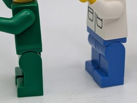 5 Vintage Lego Male and Female Town Minifigures from Set 4559 Cargo Train