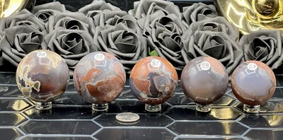 Natural Football Agate Volcano Green Uvreactive Spheres Free ship 