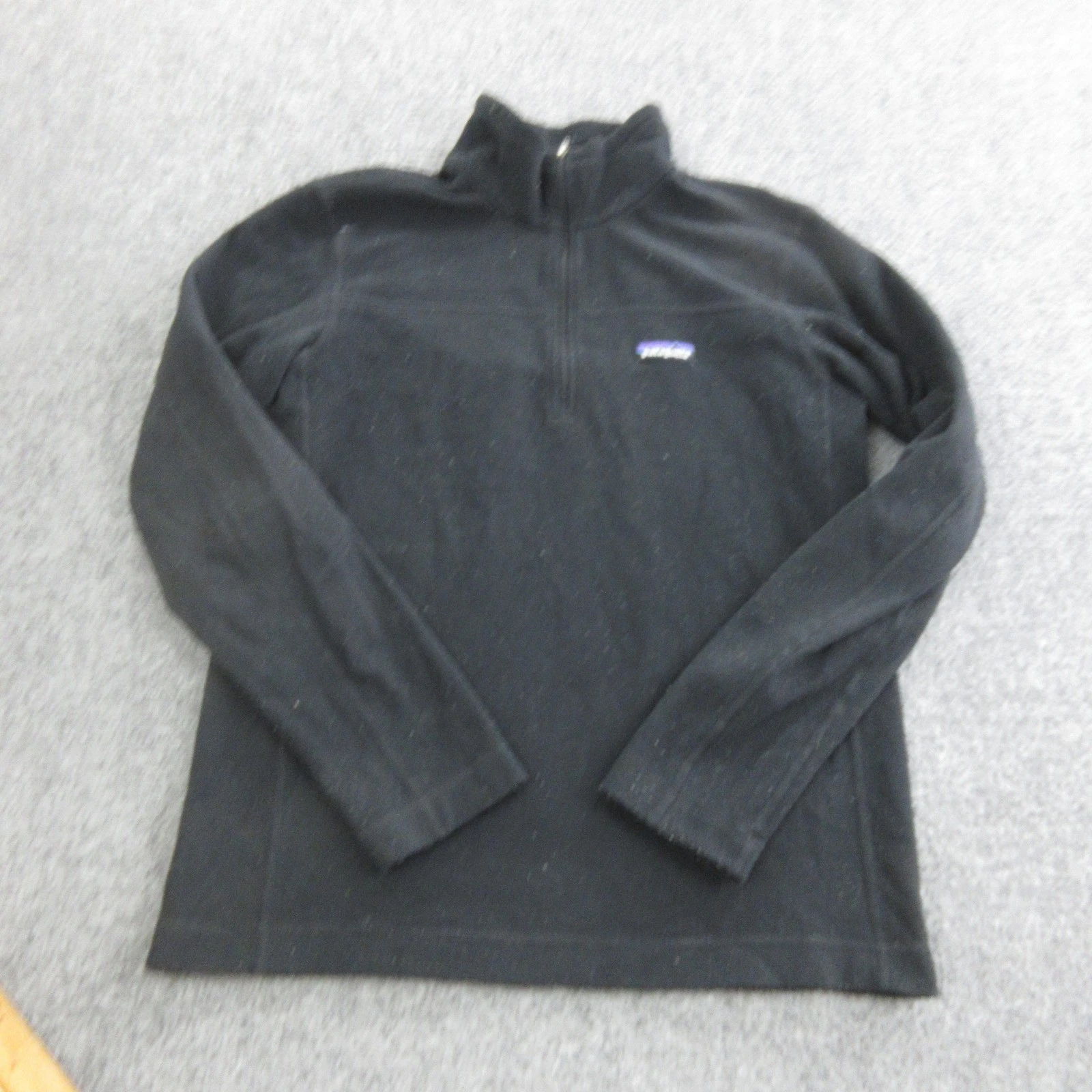 Patagonia Fleece Pullover Mens Small Black 1/4 Zip Long Sleeve Worn Wear Top