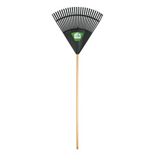 Expert Gardener 24-Inch Leaf Rake with Durable Wood Handle and Poly Head