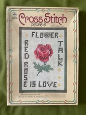 NEW Vintage 70S Craft Master Red Rose Cross Stitch Picture Kit 45701