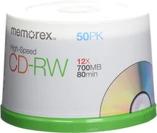 Memorex CD Rewritable Media - CD-RW - 12x - 700 MB - 50 Pack Spindle 03433