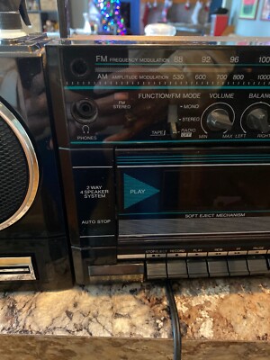 RARE Toshiba RT-7016 Black Boombox stereo Cassette Tape AM FM