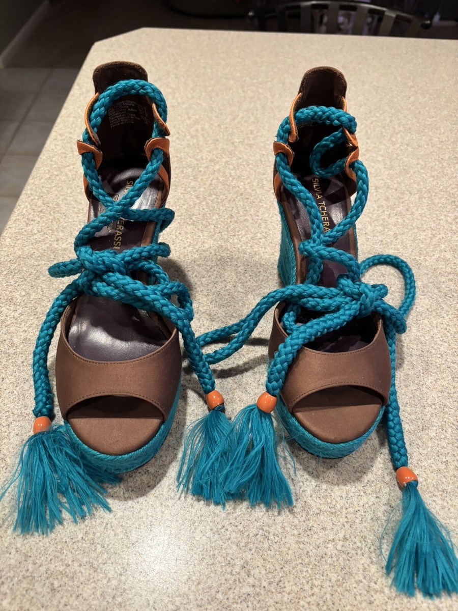 Silvia Tcherassi For Payless Womans Wedge Tie Ankle Sandal/Size