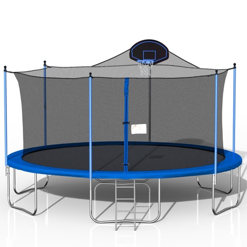 16FT Trampoline with Basketball Hoop, Double sided Cover, Outdoor Trampolines - Picture 3 of 13