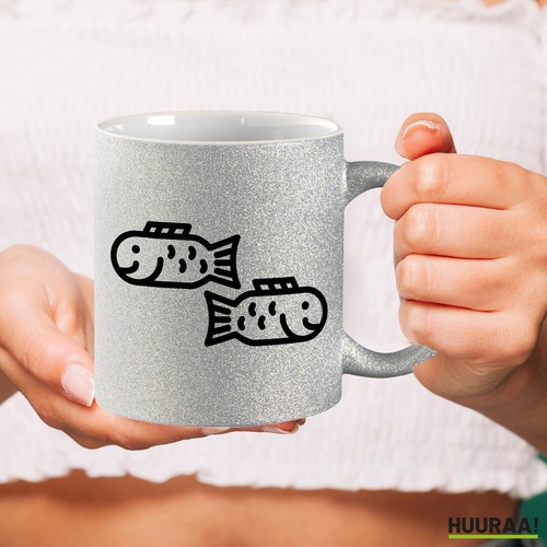 Glitzer-Kaffeetasse Fische Sternzeichen Symbol Geschenkidee Souvenir Präsent Wic - Picture 15 of 33