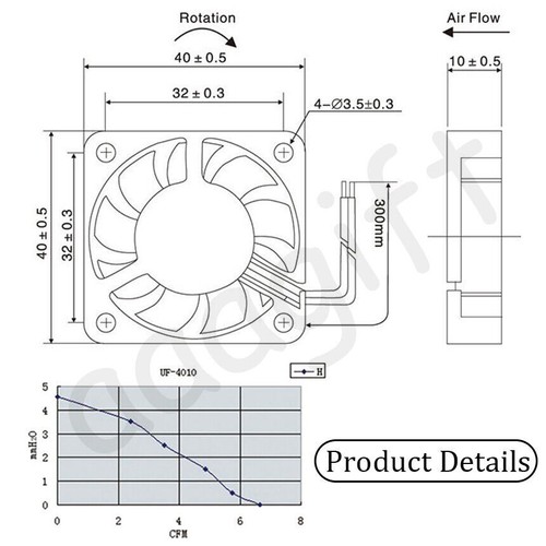 4pcs DC12V Cooling Computer Fans 4010 3D Printer Sleeve Bearing Brushless 2Pin - Afbeelding 5 van 5