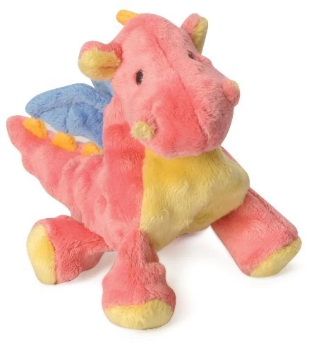 goDog Dragon With Chew Guard Technology Tough Plush Dog Toy Coral