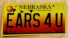 COLORFUL NEBRASKA GRAPHIC VANITY LICENSE PLATE " EARS 4 U " HEARING HEAR EAR