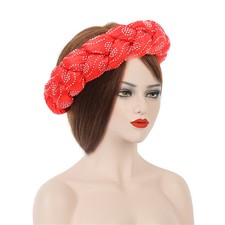 Elastic Twisted Braid Headbands Satin Hair Band Muslim Ladies Turban Headwrap