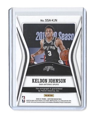 panini rc ケルドン　ジョンソン　直がき　auto サイン　noir 2/5!!【Keldon Johnson】2019-20 Panini Noir Rookie RC Shadow