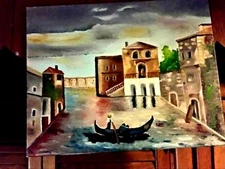 Original- One of a Kind- Oil on Canvas Painting-Venice- Signed-COA-Listed Art