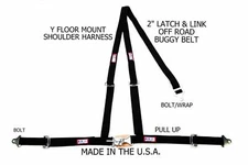 OFF ROAD LATCH & LINK Y FLOOR MOUNT HARNESS RJS RACING 3 POINT  BUGGY BELT BLACK