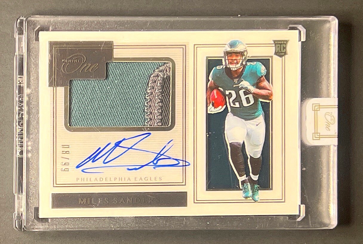 2019 PANINI ONE ROOKIE CARD RC RPA JERSEY PATCH AUTO 8/99 Miles Sanders 120