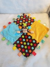 Taggies Polka Dots Monkey Lovey Security Blanket Brown Green Orange Soft Baby D