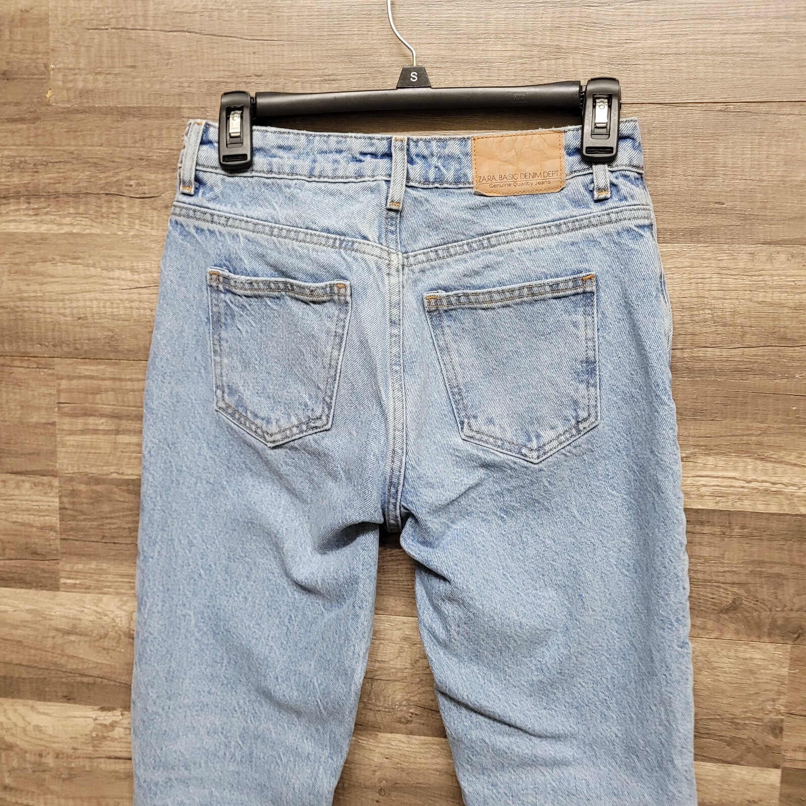 Zara Basic Denim Distressed Straight Tapered Mom … - image 9